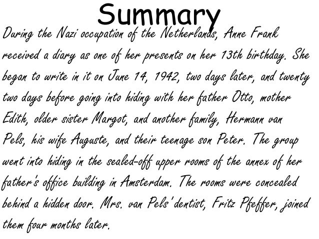 how did anne frank die the diary of anne frank summary class 10 chapter wise